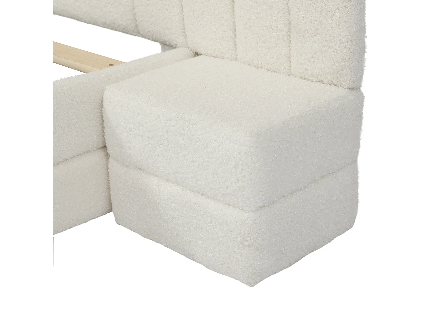 Cama infantil 90 x 200 cm, cabeceira em forma de arco-íris, com mesas de cabeceira dos dois lados, imitação de pelúcia, bege.