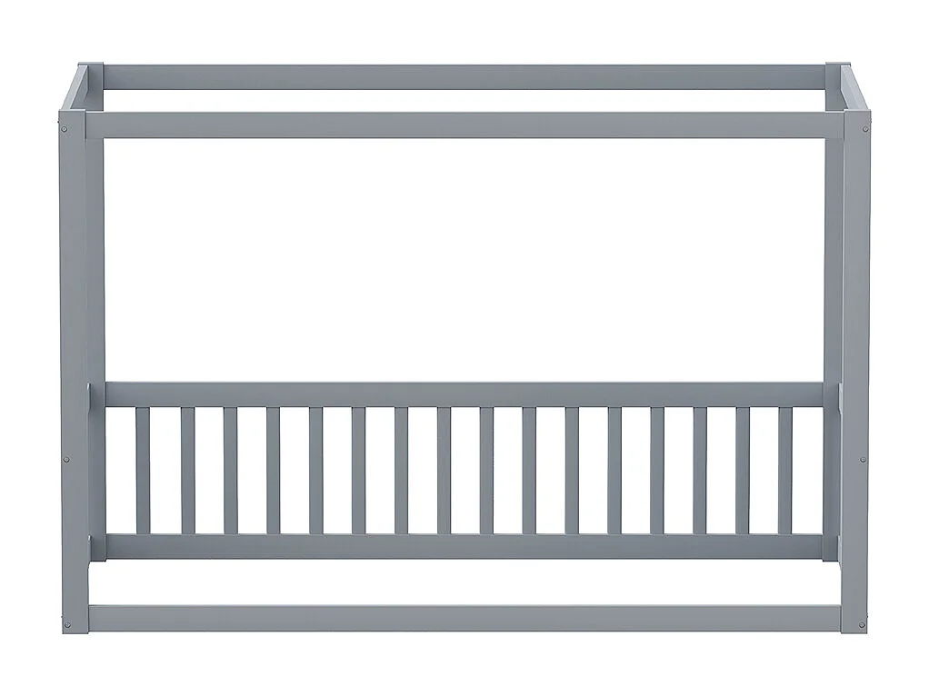 Lit à baldaquin pour enfants 90 x 200 cm, cadre en bois massif, Gris