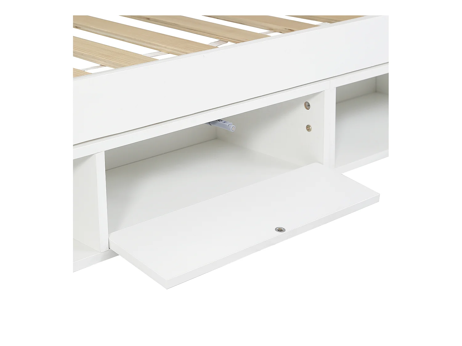 Stapelbed voor kinderen 90 x 200 cm, met veiligheidshekken, tafel, schoenenkast, schuine ladder, wit