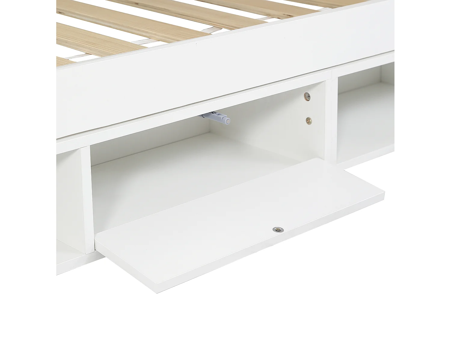 Etagenbett für Kinder 90 x 200 cm, mit Sicherheitsbarrieren, Tisch, Schuhschrank, schräge Leiter, weiß