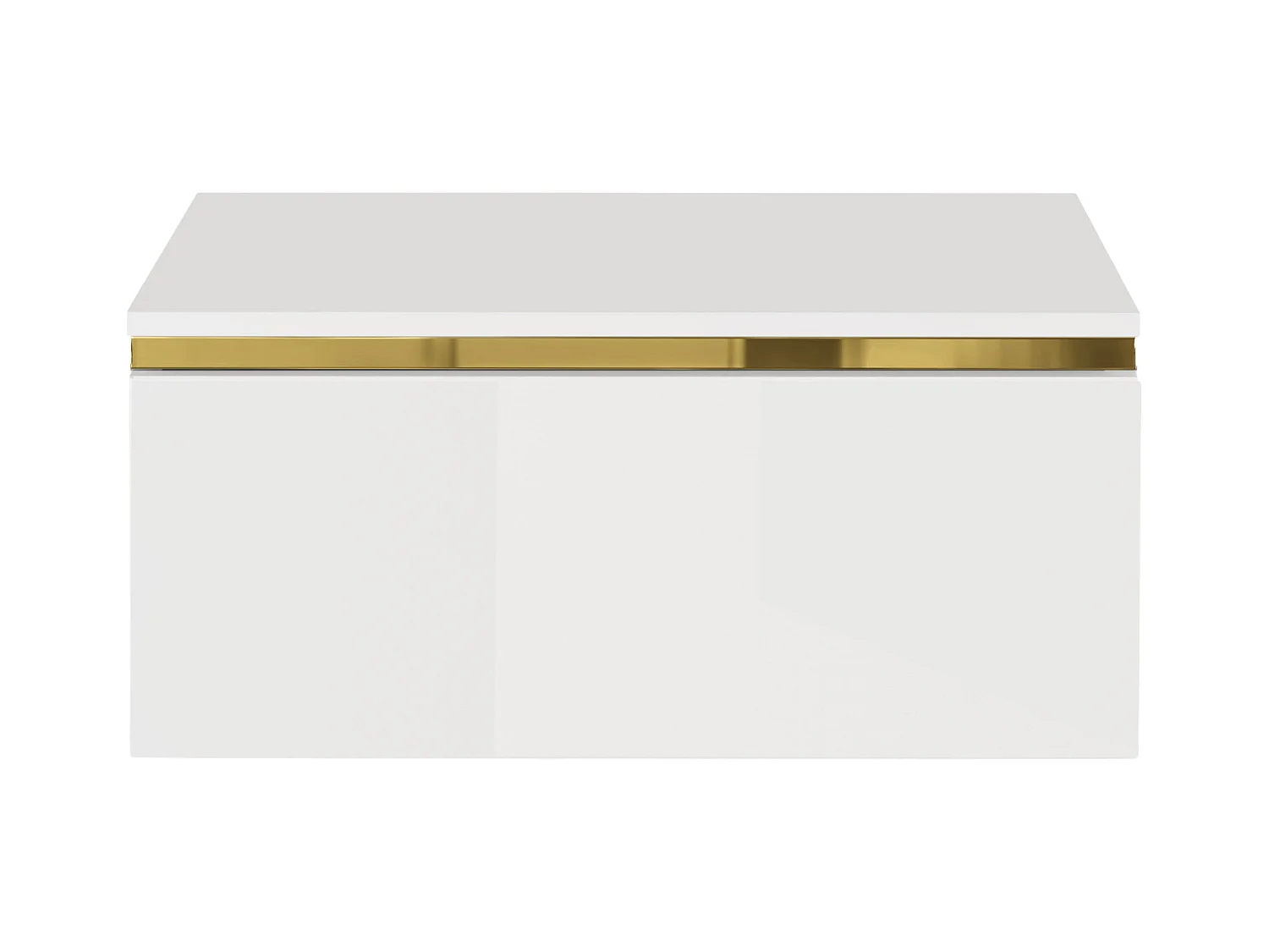 Vægmonteret natbord med 1 skuffe - Blank hvid og guld - VUKIA by Pascal Morabito