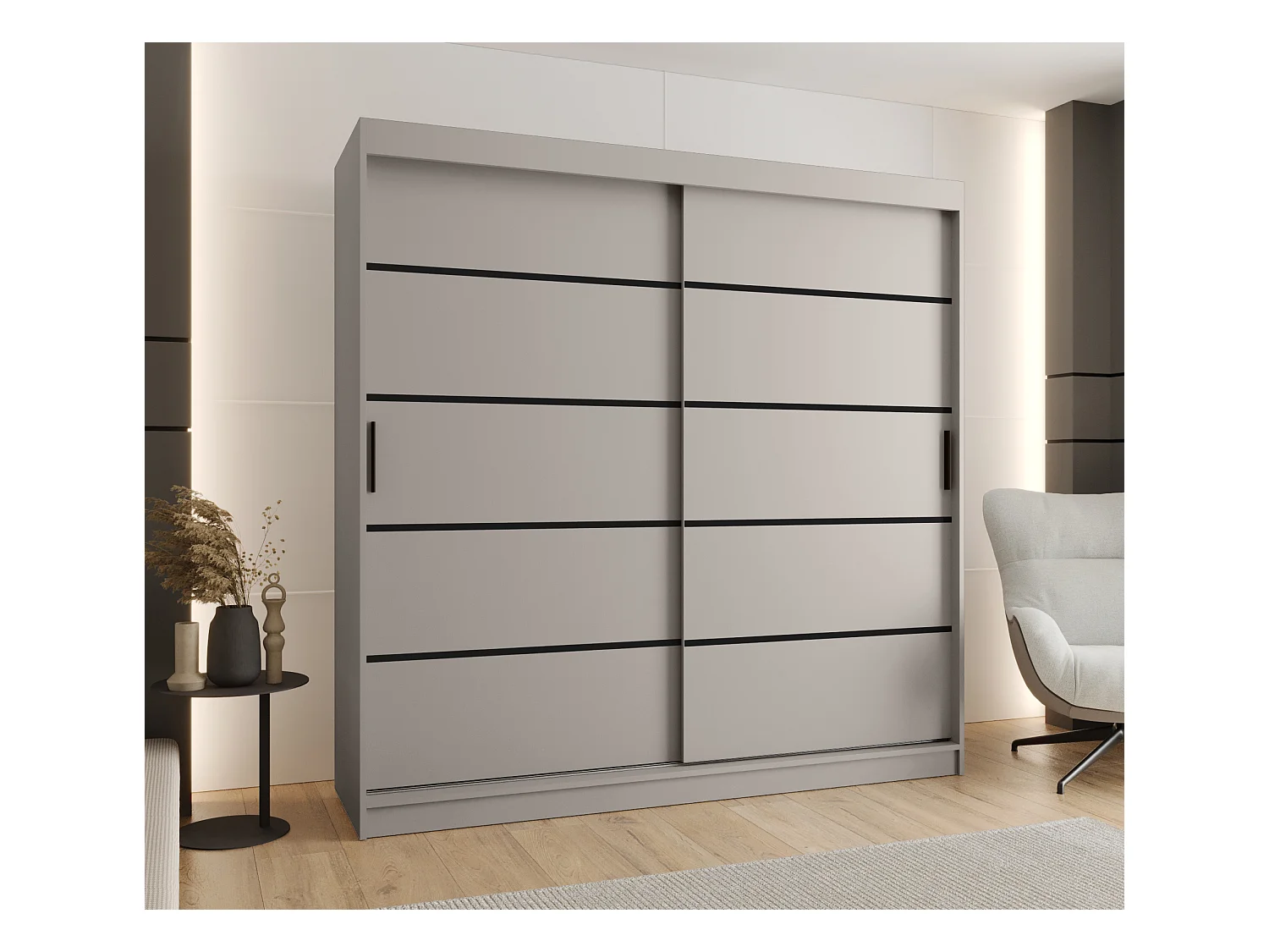 Armoire coulissante 2 portes Rubino V1 200/200/52 (Cachemire)