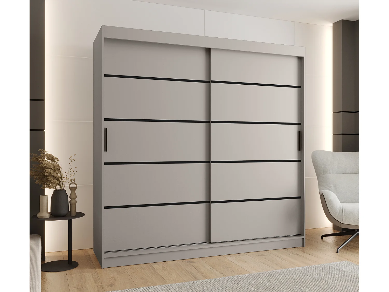 Schwebetürenschrank Rubino V1 200/200/62 2-türig (Kaschmir)