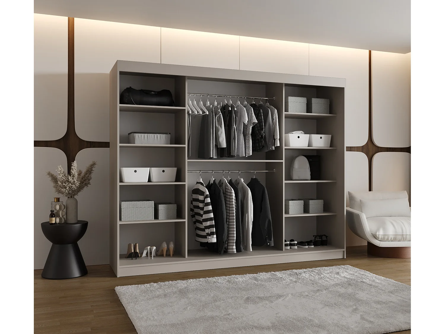 Schwebetürenschrank Rubino T 200/250/62 3-türig (Kaschmir)