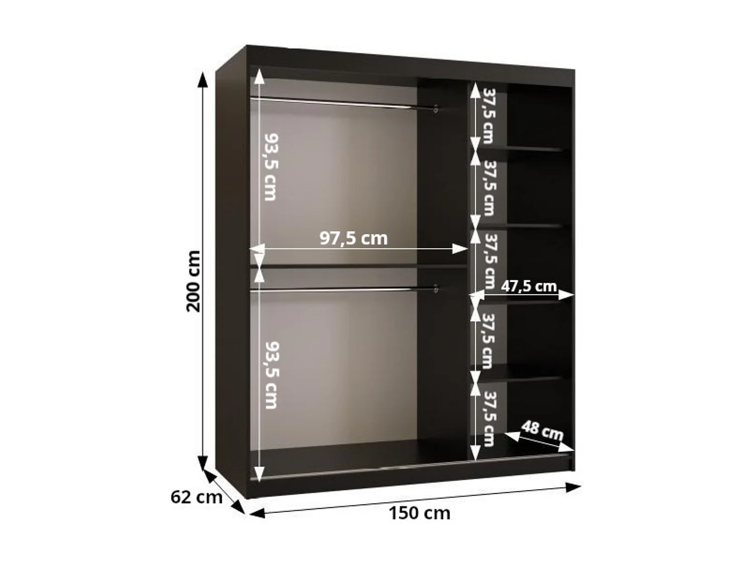 Schuifkast Rubino T 200/150/62 2-deurs (Kasjmier)