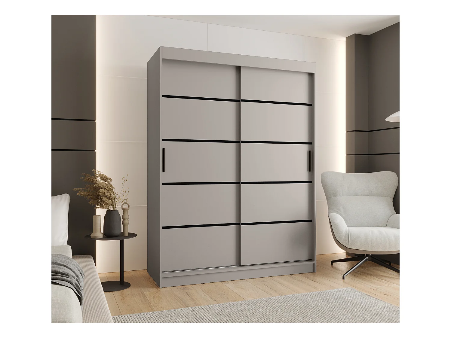 Schwebetürenschrank Rubino V1 200/150/62 2-türig (Kaschmir)