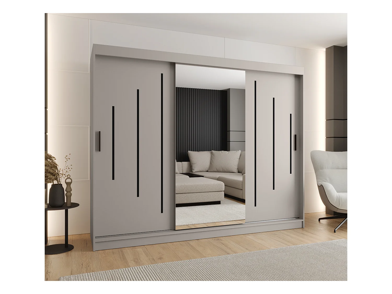 Armoire coulissante 3 portes Rubino Y1 200/250/52 (Cachemire)