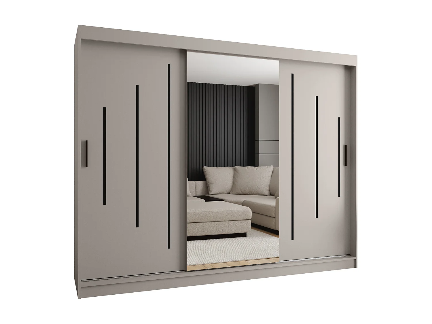 Armoire coulissante 3 portes Rubino Y1 200/250/52 (Cachemire)