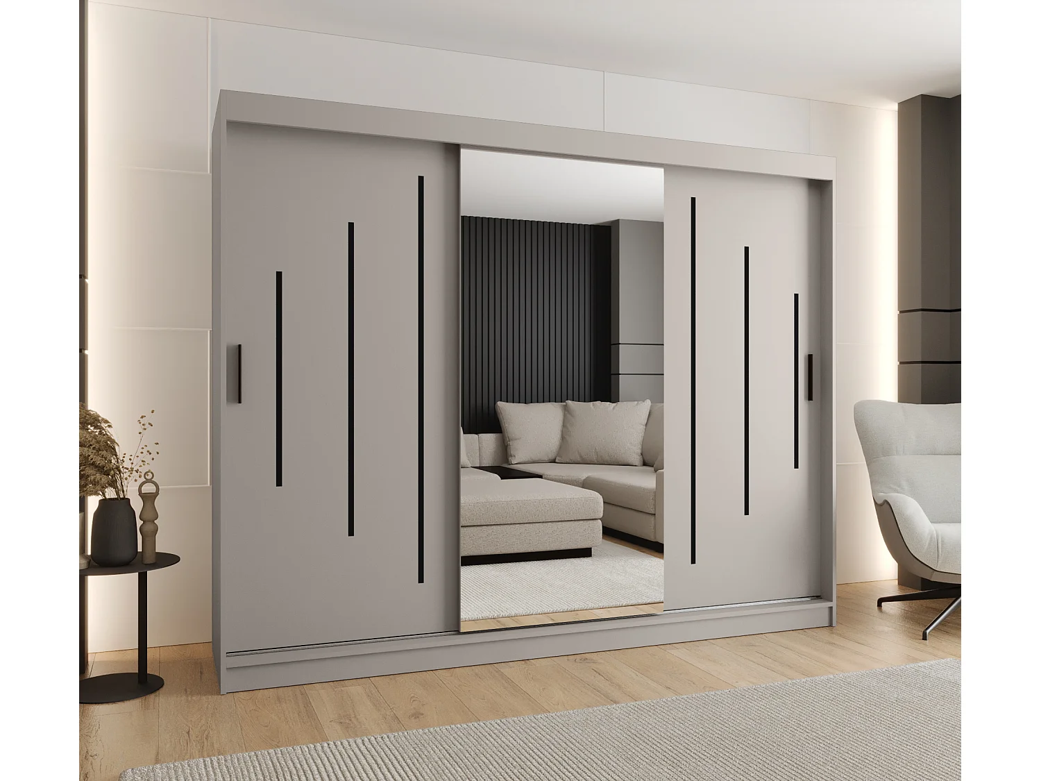 Armoire coulissante 3 portes Rubino Y1 200/250/52 (Cachemire)