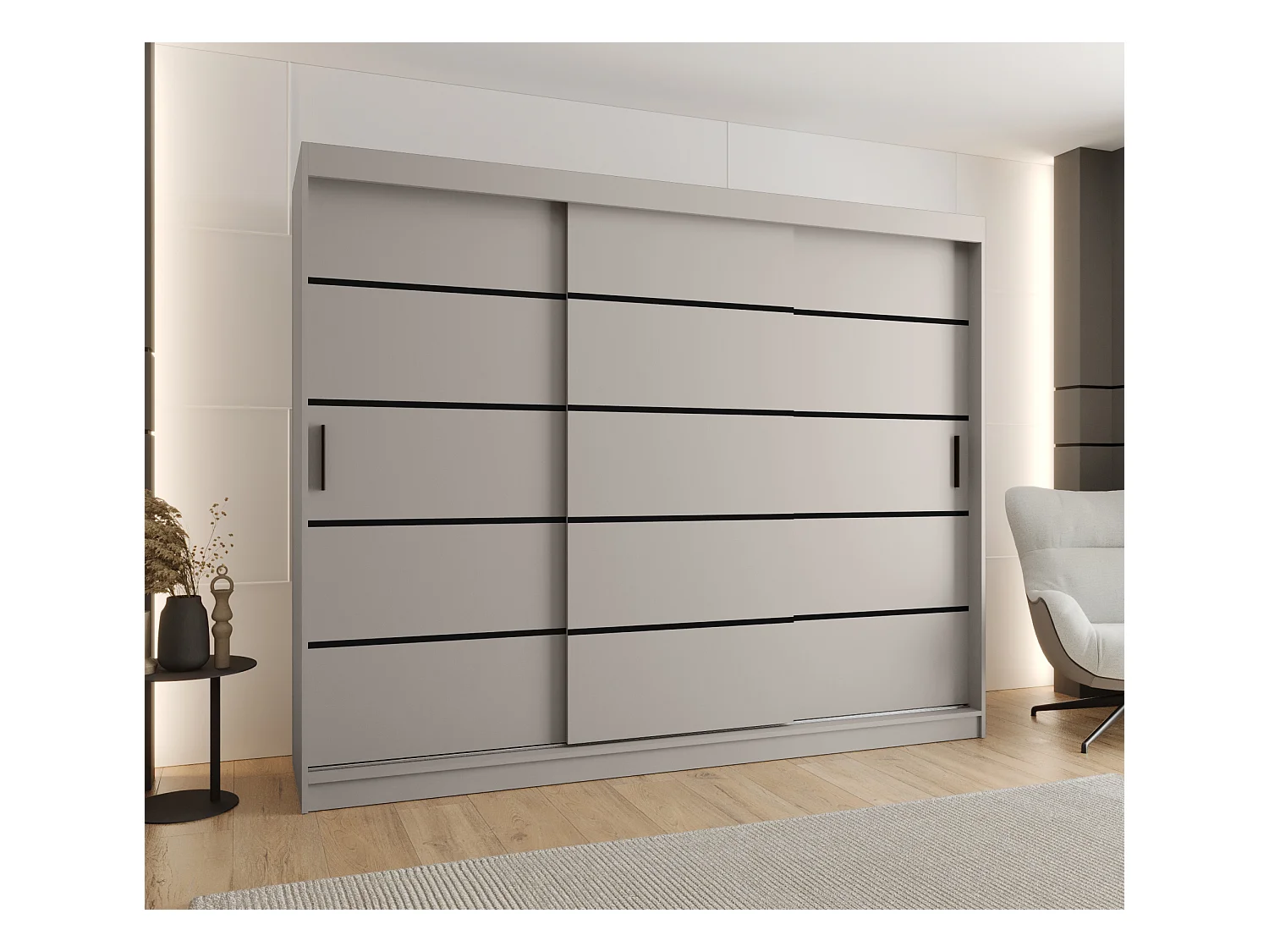 Armoire coulissante 3 portes Rubino V1 200/250/52 (Cachemire)