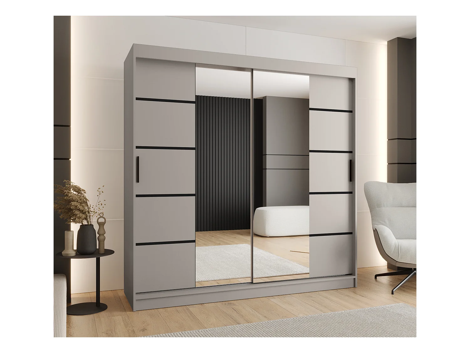 Armoire coulissante 2 portes Rubino V4 200/200/52 (Cachemire)