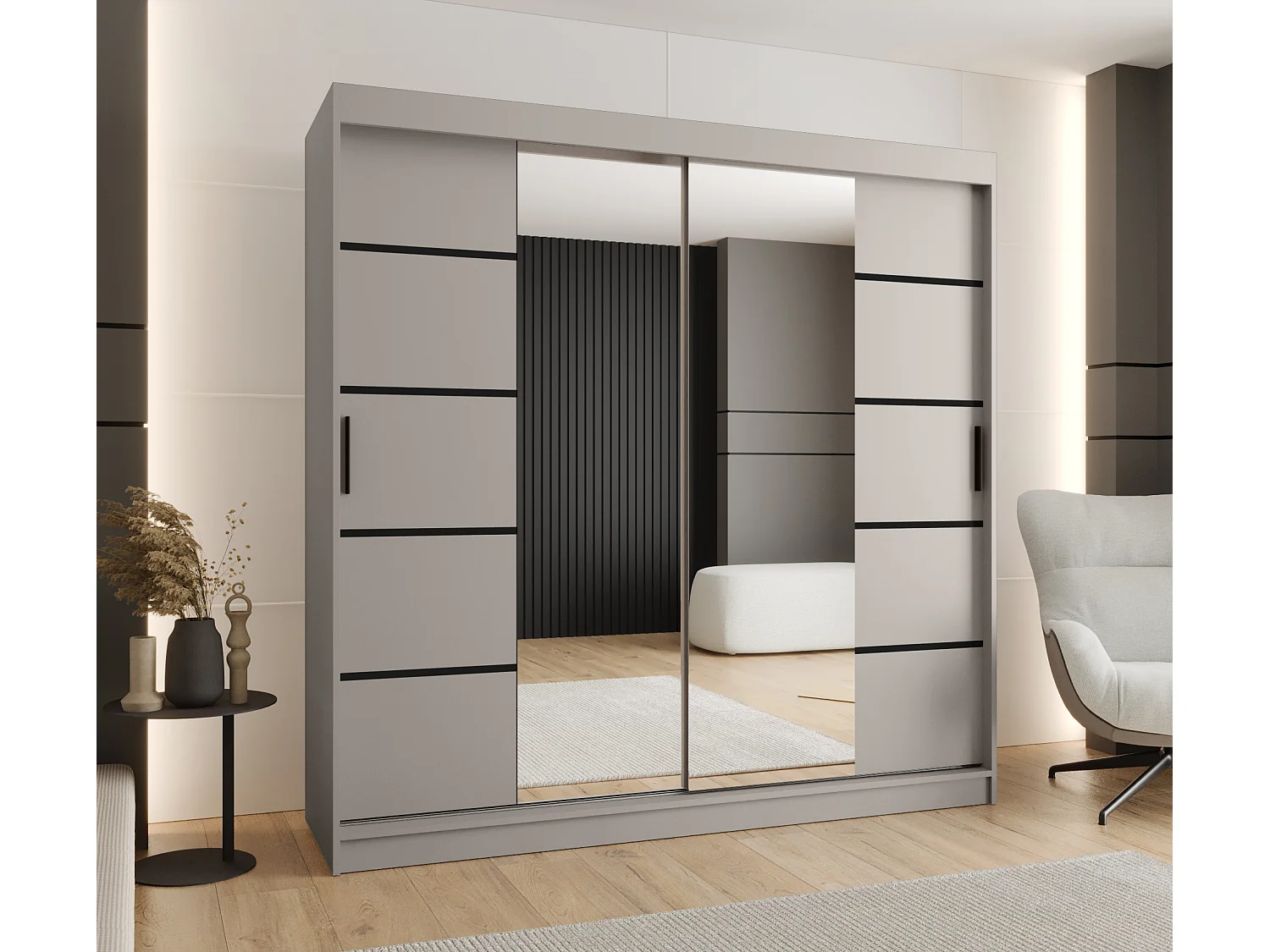 Armoire coulissante 2 portes Rubino V4 200/200/52 (Cachemire)
