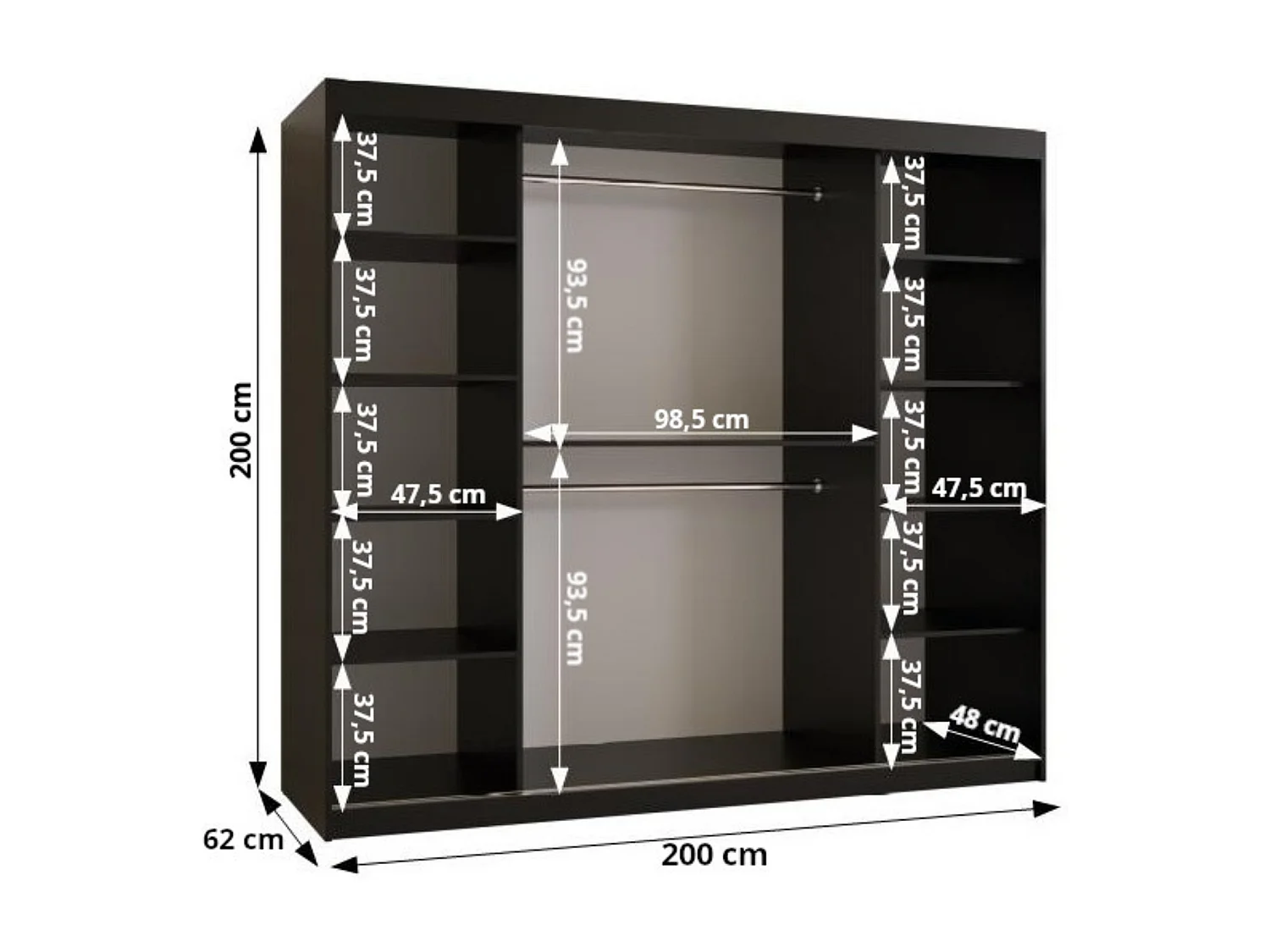 Armoire coulissante 2 portes Rubino V4 200/200/52 (Cachemire)