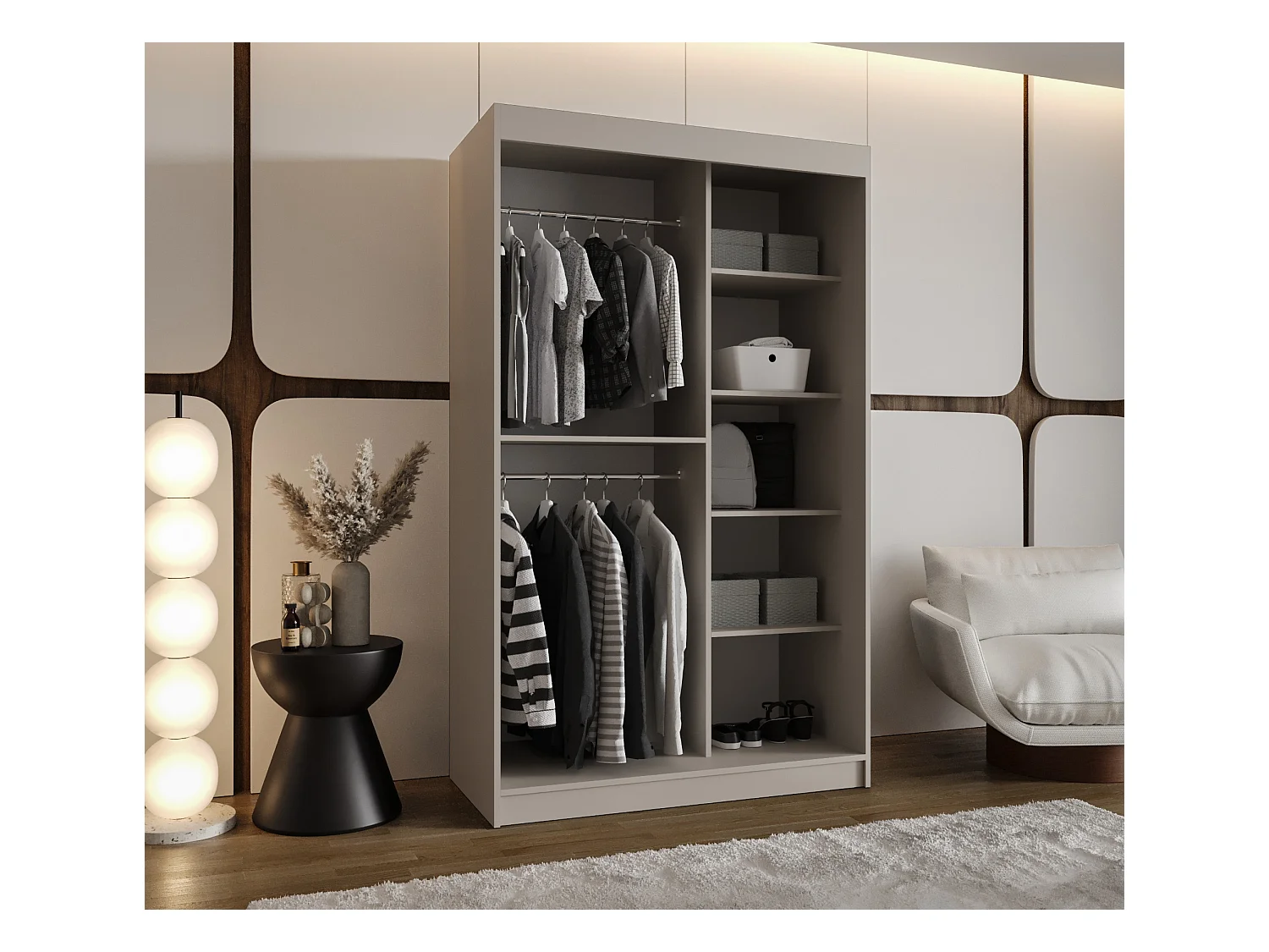 Armoire coulissante 2 portes Rubino V2 200/120/52 (Cachemire)