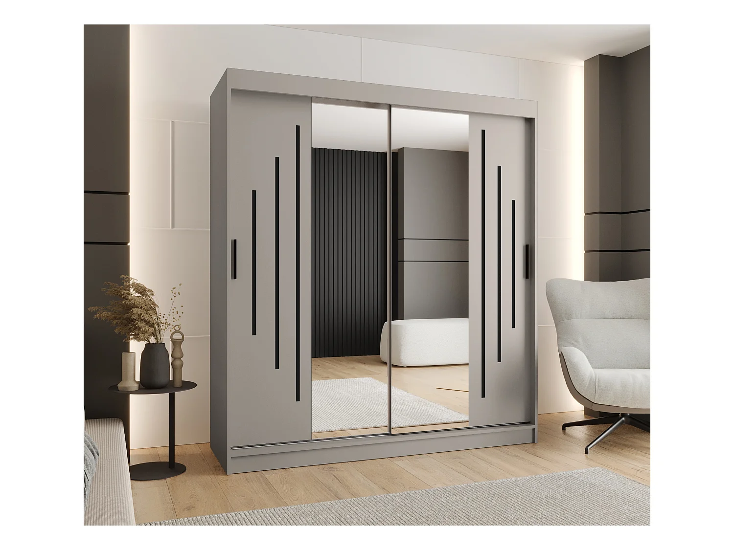 Armoire coulissante 2 portes Rubino Y1 200/180/52 (Cachemire)