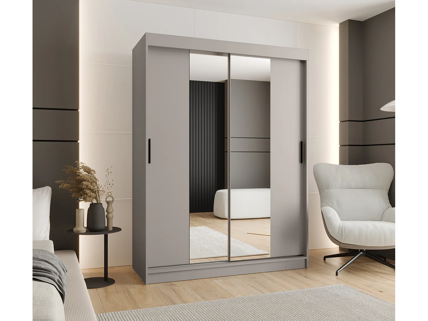 Armoire coulissante 2 portes Rubino T1 200/150/52 (Cachemire)