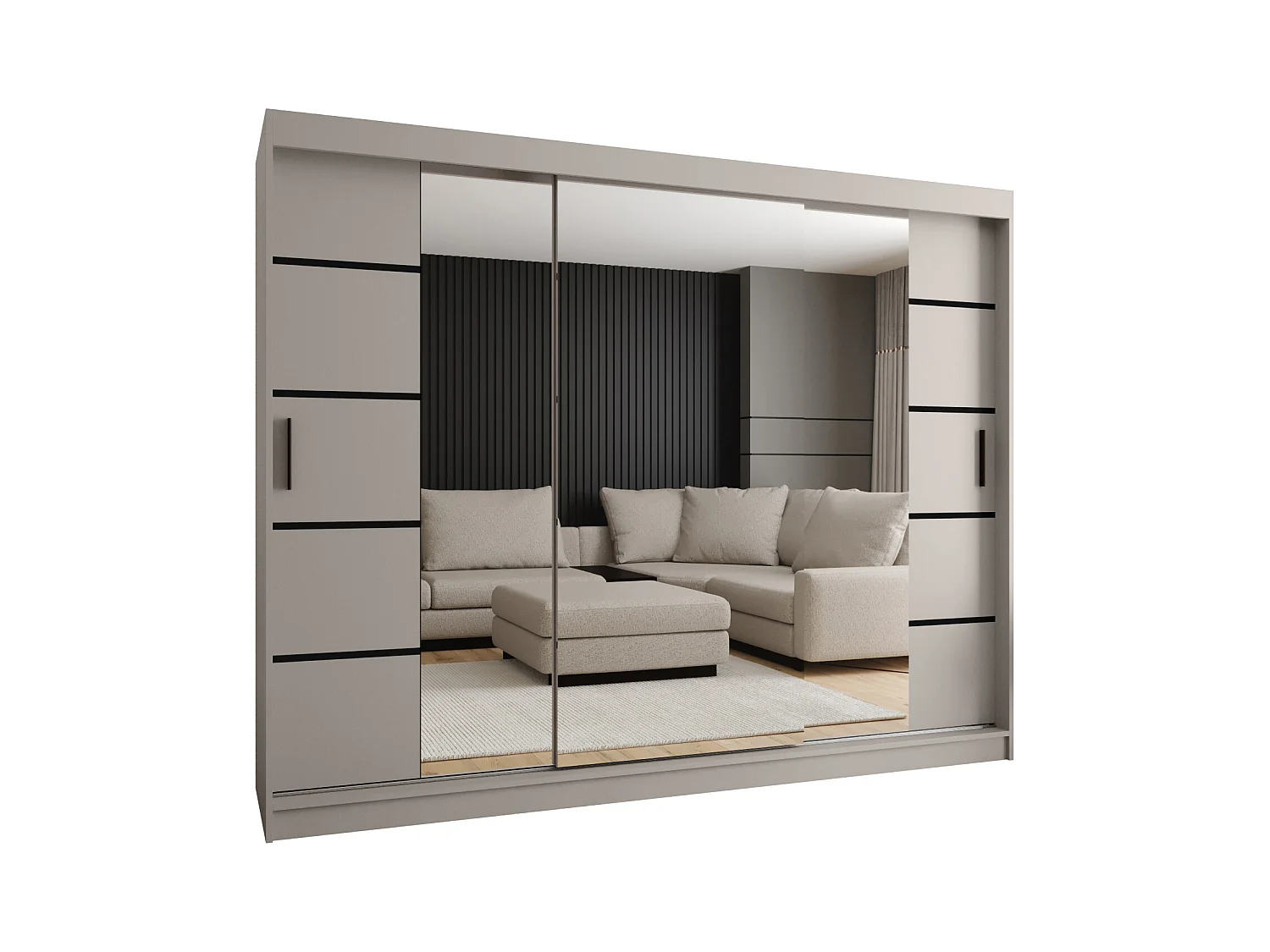 Armoire coulissante 3 portes Rubino V4 200/250/52 (Cachemire)