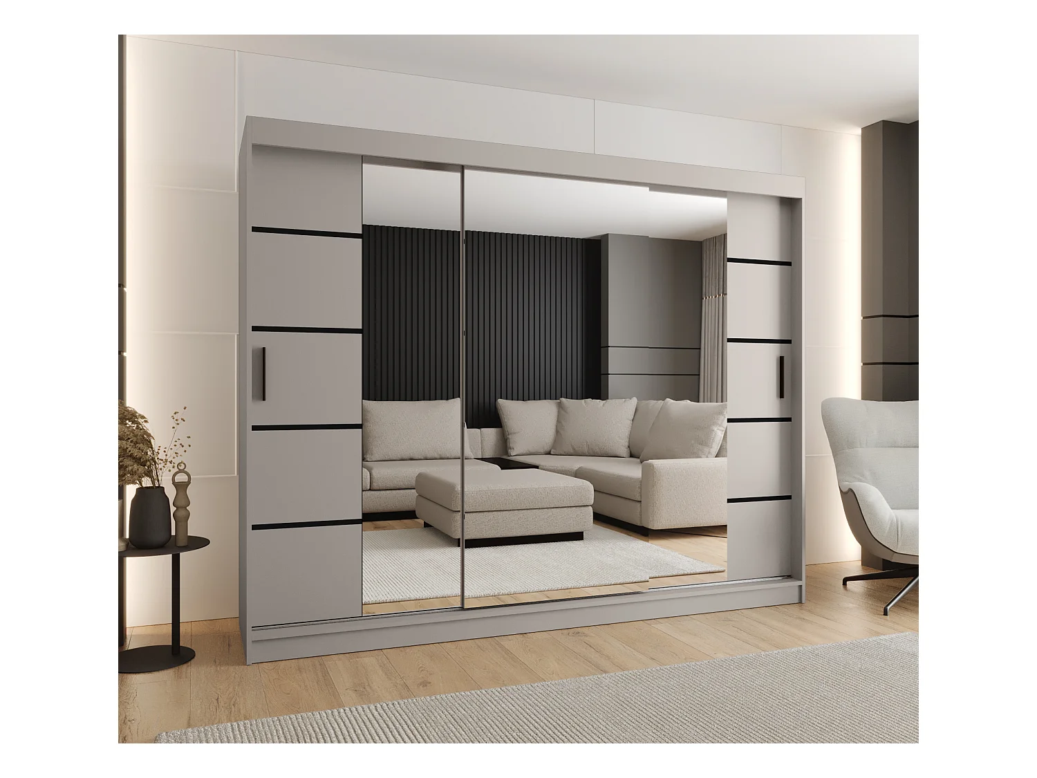Armoire coulissante 3 portes Rubino V4 200/250/52 (Cachemire)