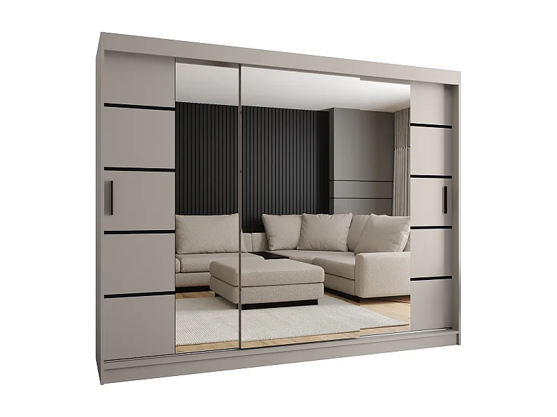 Armoire coulissante 3 portes Rubino V4 200/250/52 (Cachemire)