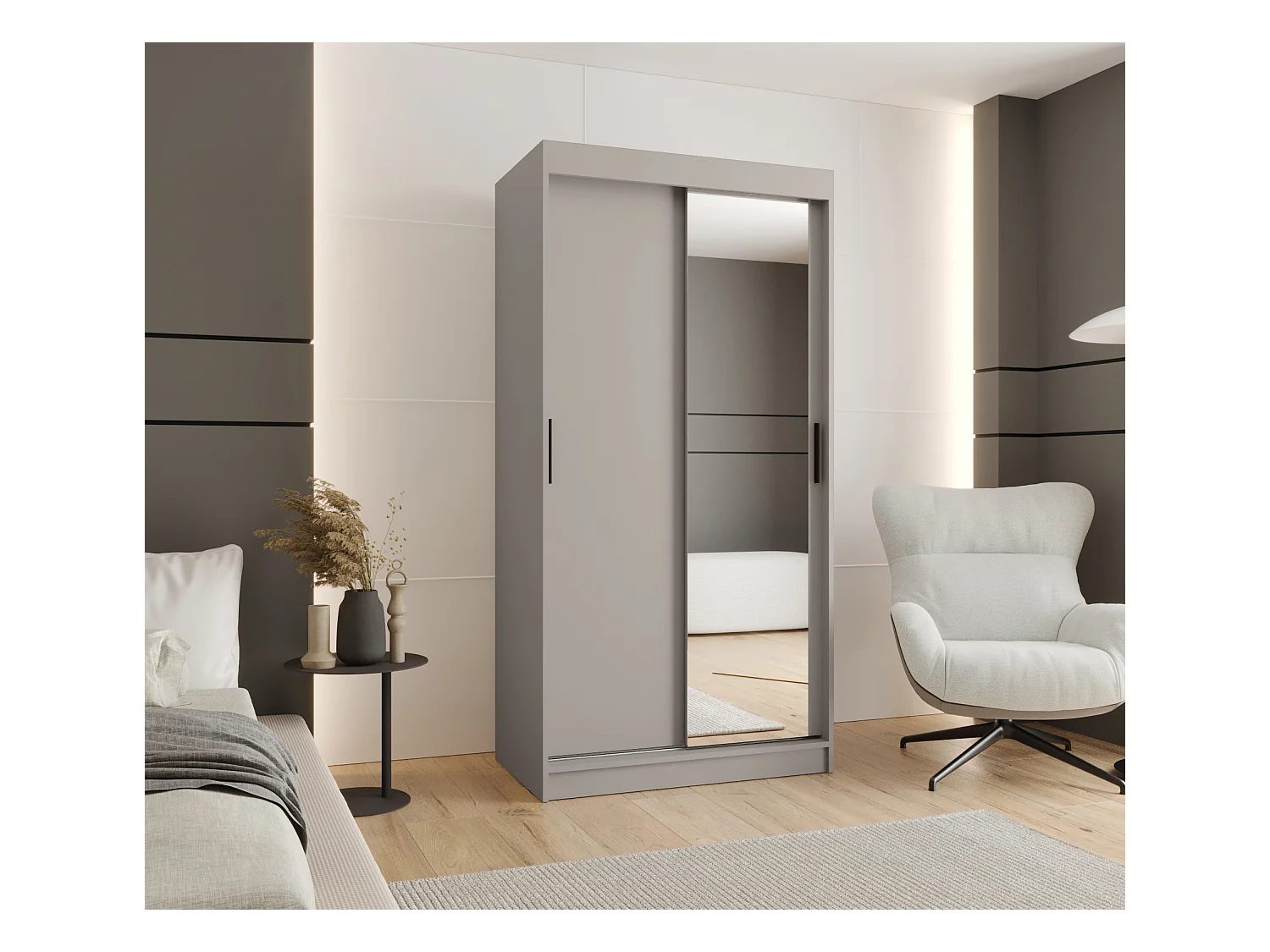 Armoire coulissante 2 portes Rubino T2 200/100/52 (Cachemire)