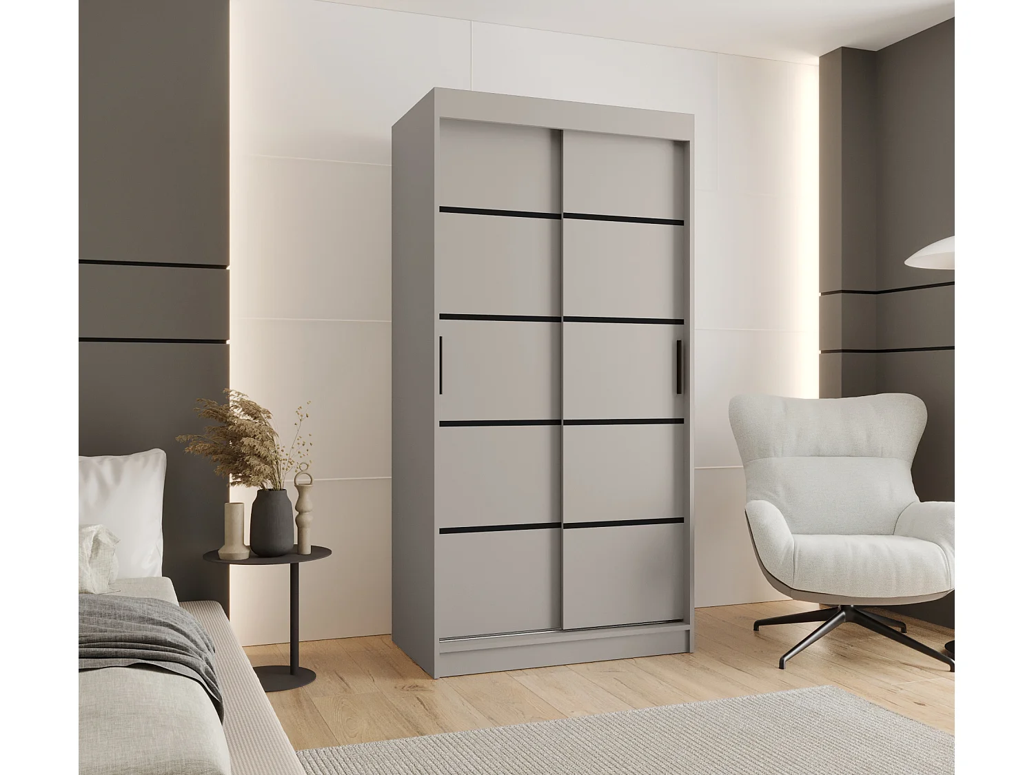 Armoire coulissante 2 portes Rubino V1 200/100/52 (Cachemire)