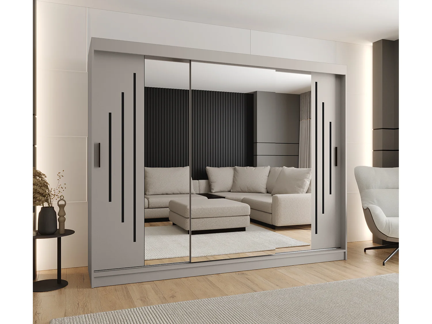 Armadio con porte scorrevoli Rubino Y2 200/250/62 3 porta (Cashmere)
