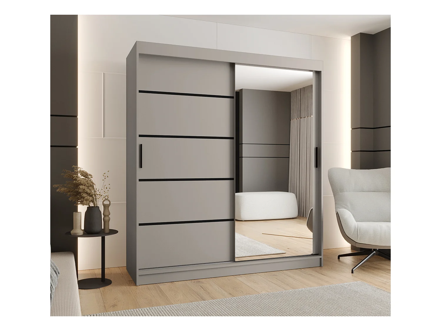 Armoire coulissante 2 portes Rubino V2 200/180/52 (Cachemire)
