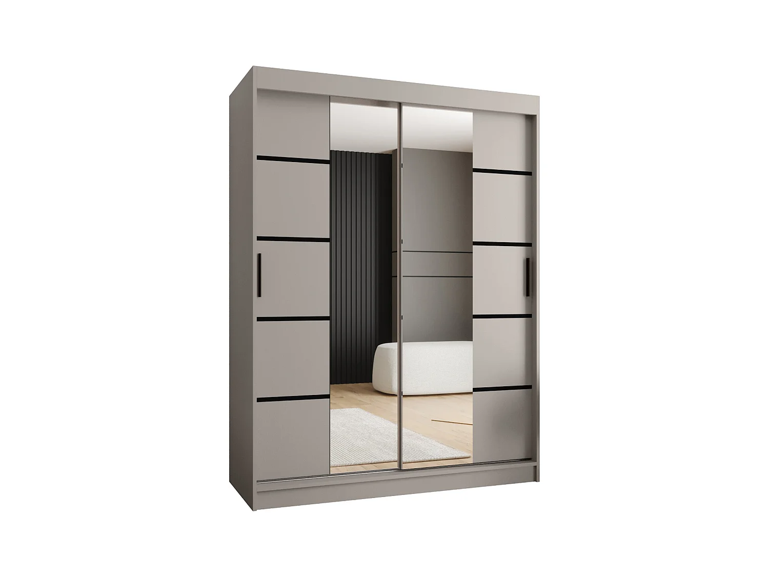 Armoire coulissante 2 portes Rubino V4 200/150/52 (Cachemire)