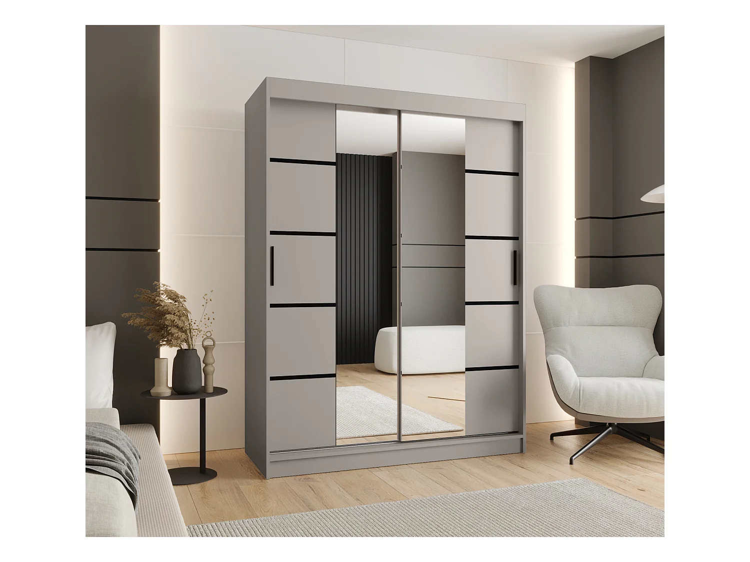Armoire coulissante 2 portes Rubino V4 200/150/52 (Cachemire)