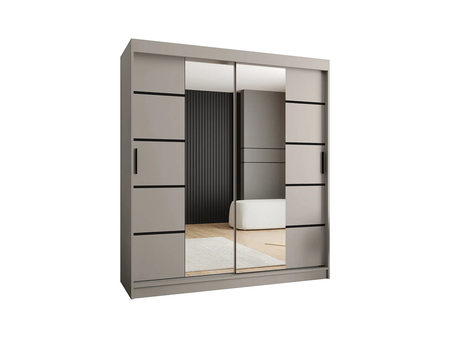 Armoire coulissante 2 portes Rubino V4 200/180/52 (Cachemire)