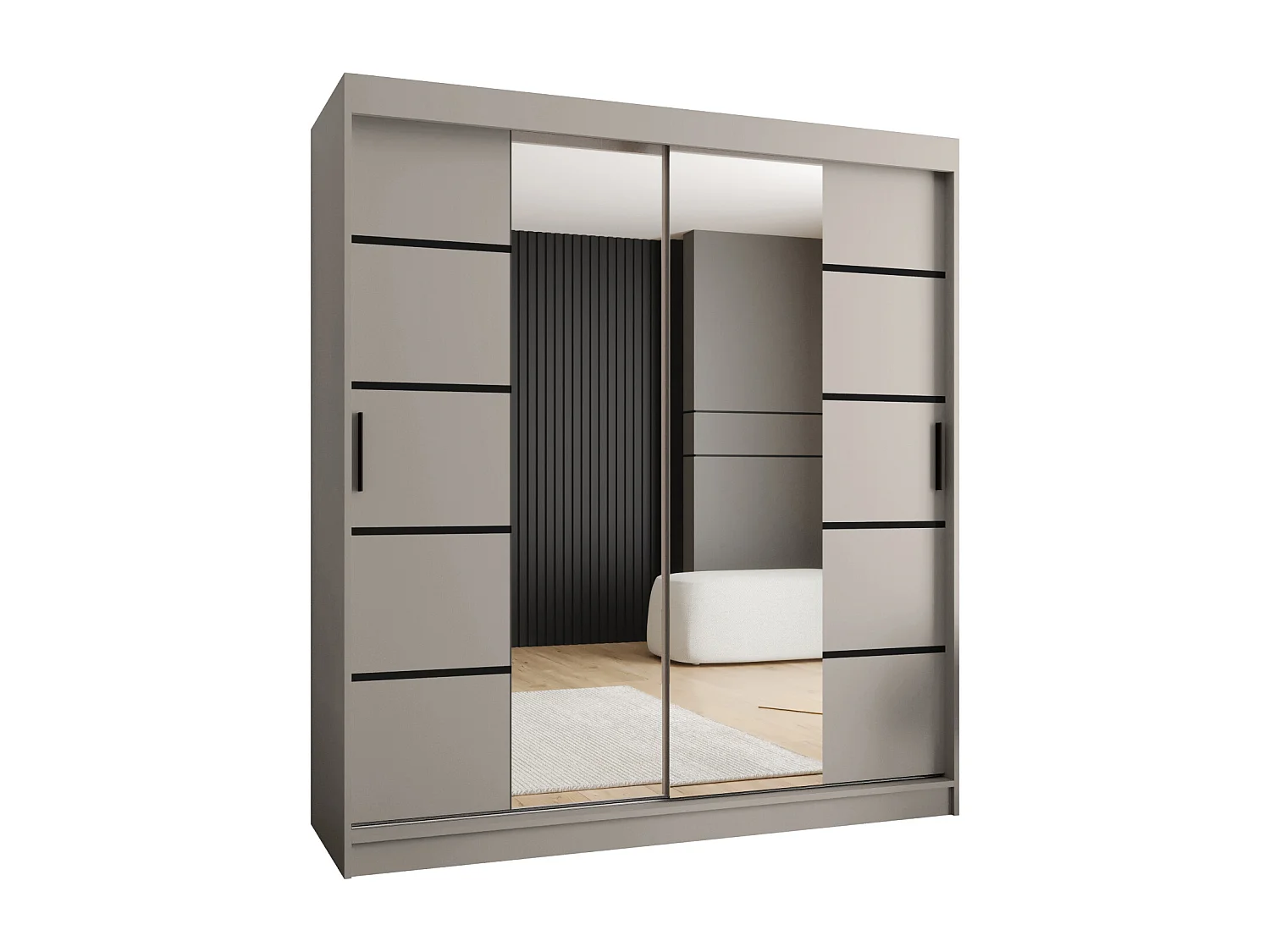Armoire coulissante 2 portes Rubino V4 200/180/52 (Cachemire)