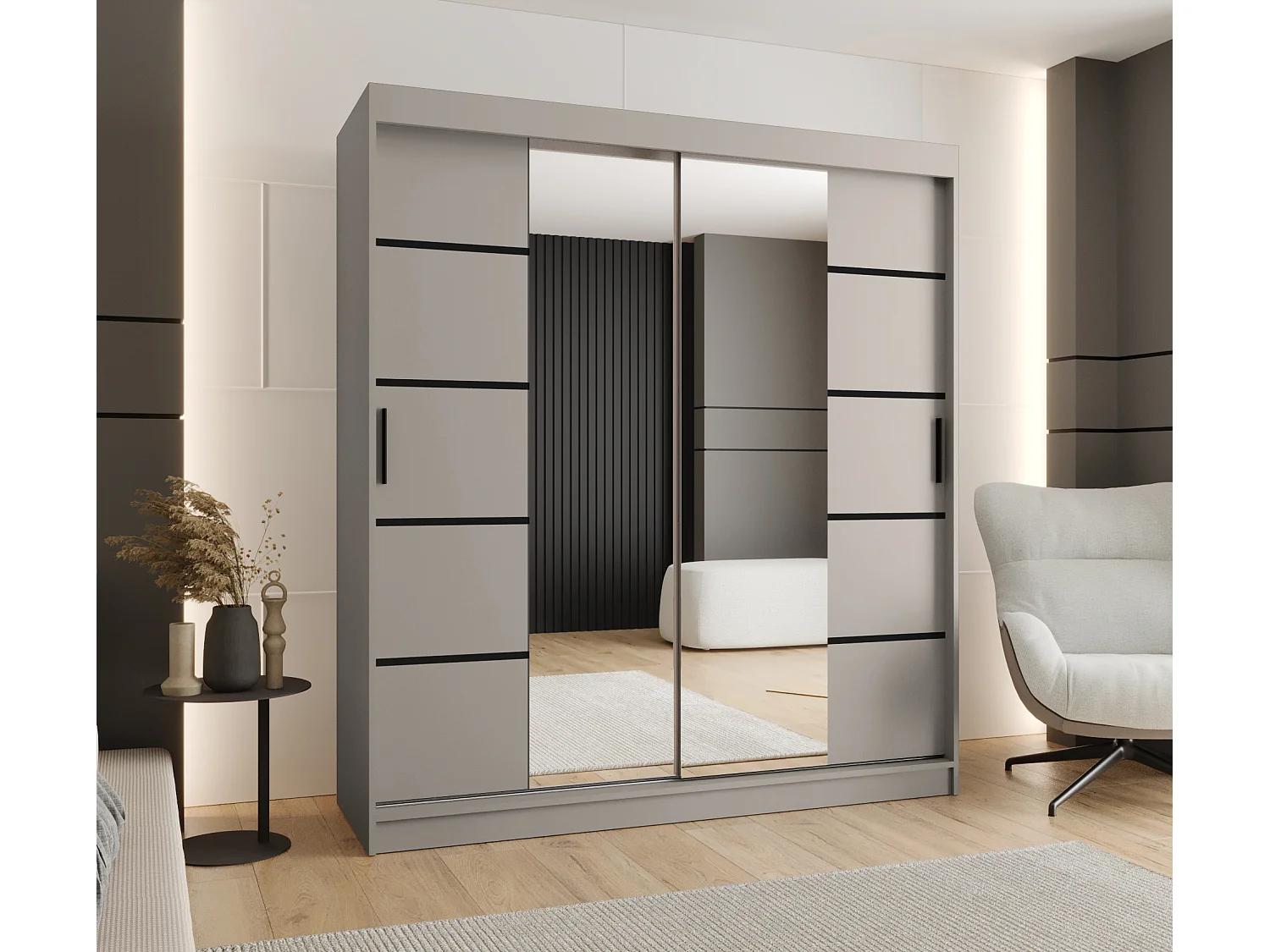 Armoire coulissante 2 portes Rubino V4 200/180/52 (Cachemire)