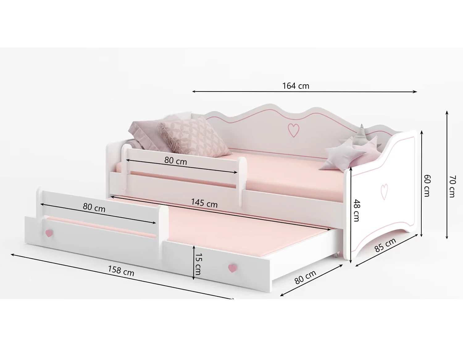 Bett Pinko (80x160)/2x Schlaffläche/Weiss