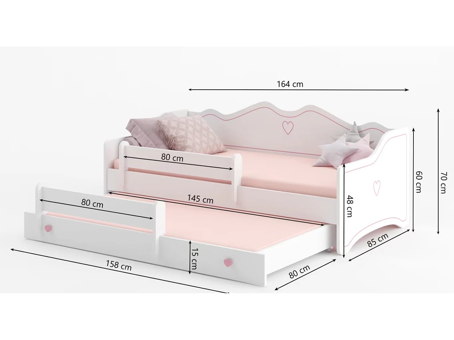 Bett Pinko (80x160)/2x Schlaffläche/Weiss