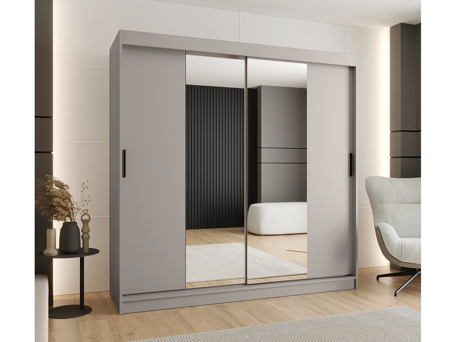 Armoire coulissante 2 portes Rubino T1 200/200/52 (Cachemire)
