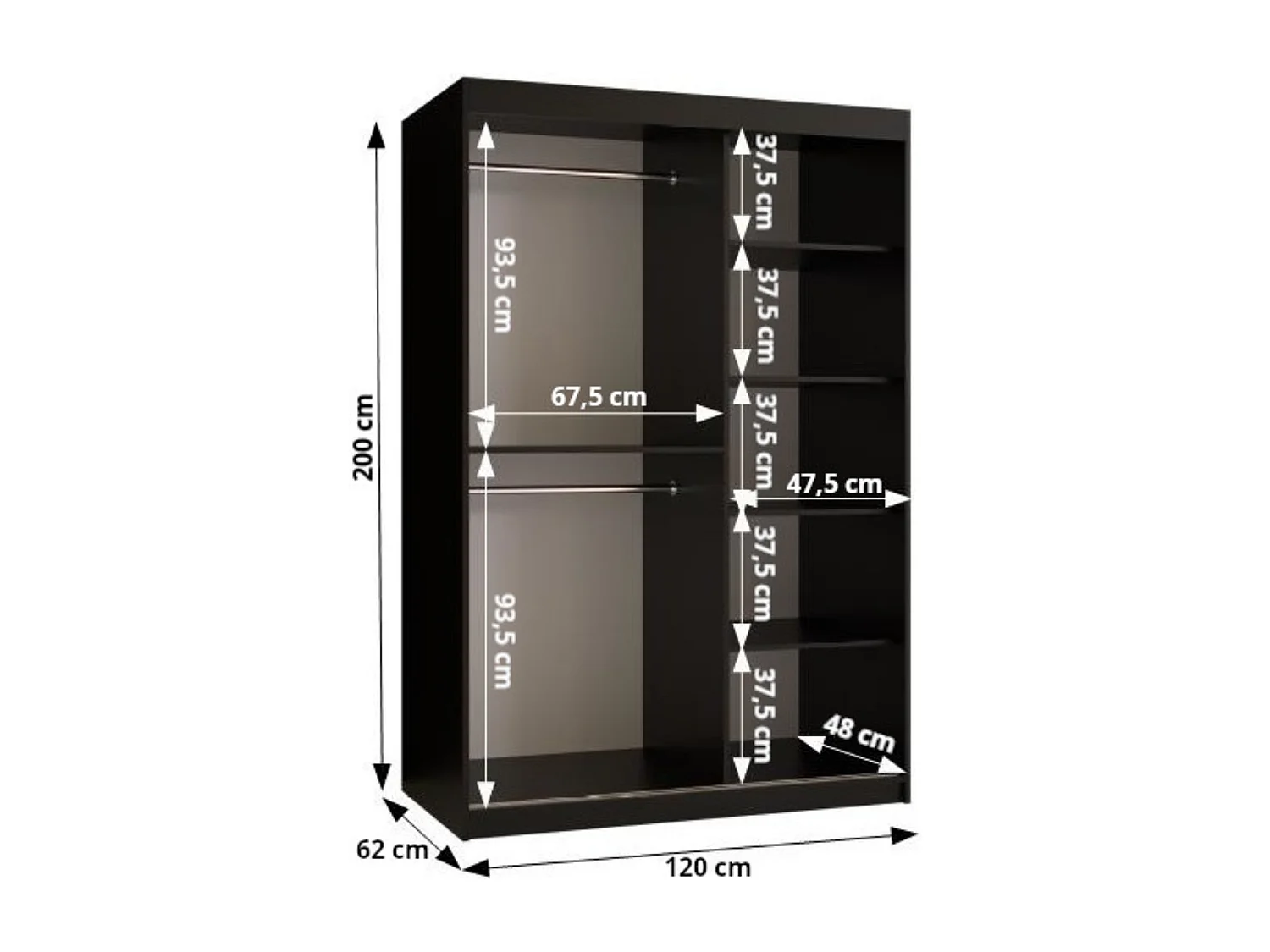 Schuifkast Rubino T2 200/120/62 2-deurs (Kasjmier)