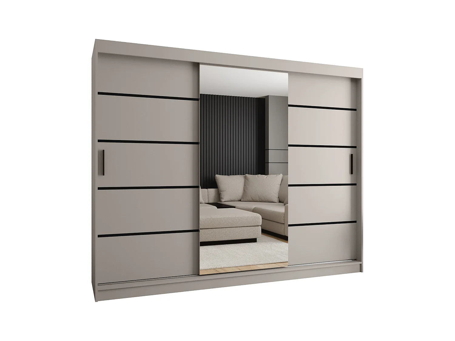 Armoire coulissante 3 portes Rubino V2 200/250/52 (Cachemire)