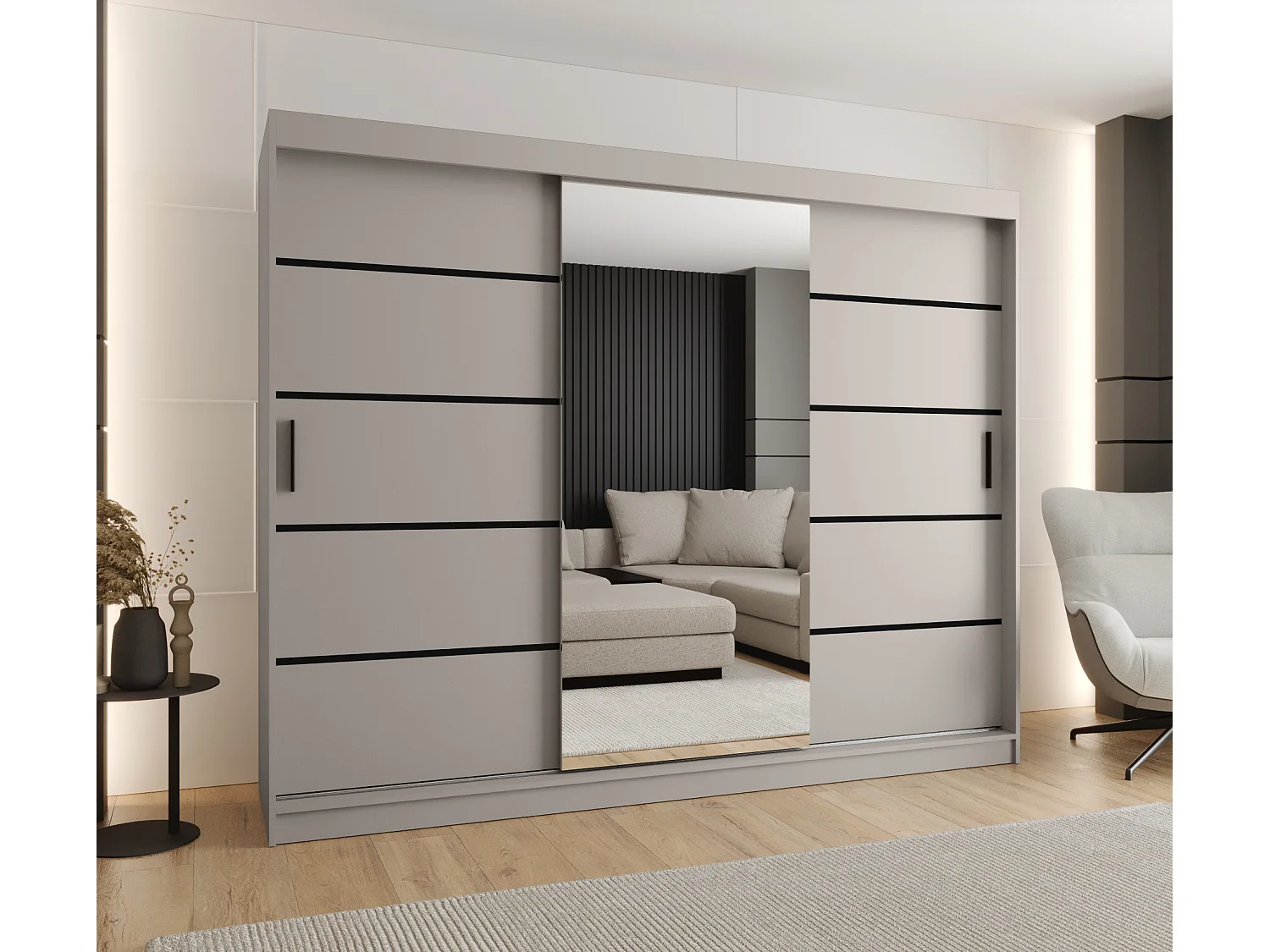 Armoire coulissante 3 portes Rubino V2 200/250/52 (Cachemire)