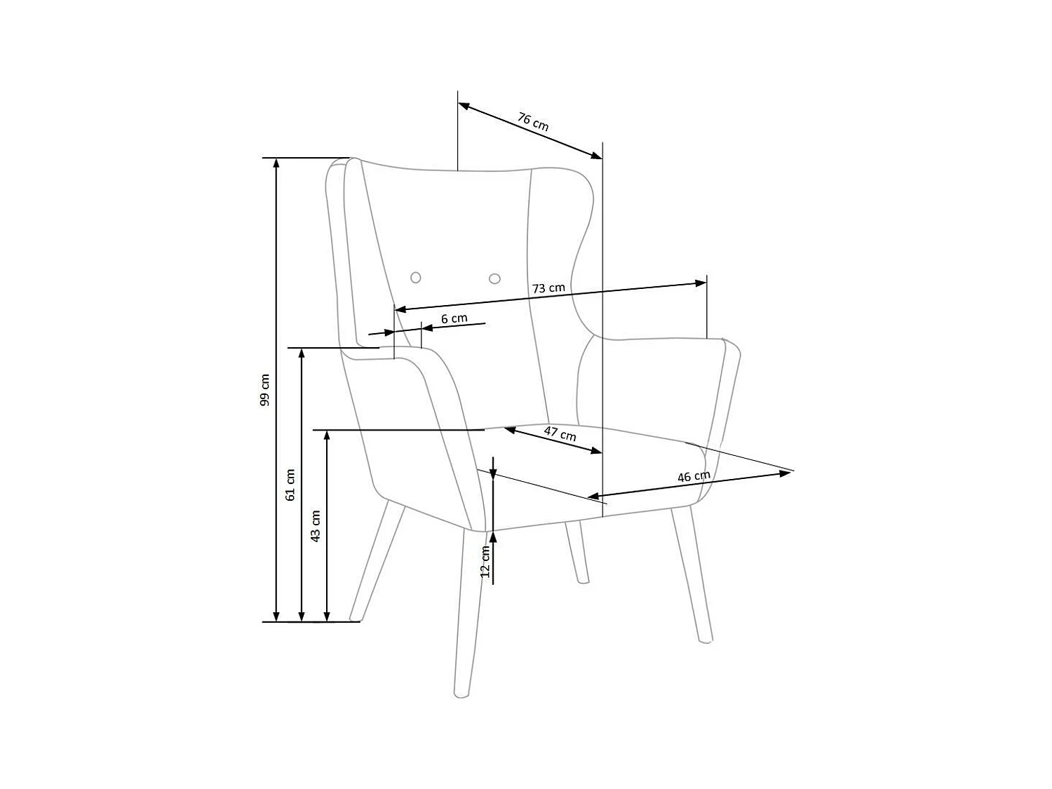 Sessel Cotto/Stoffbezug/Anthracite
