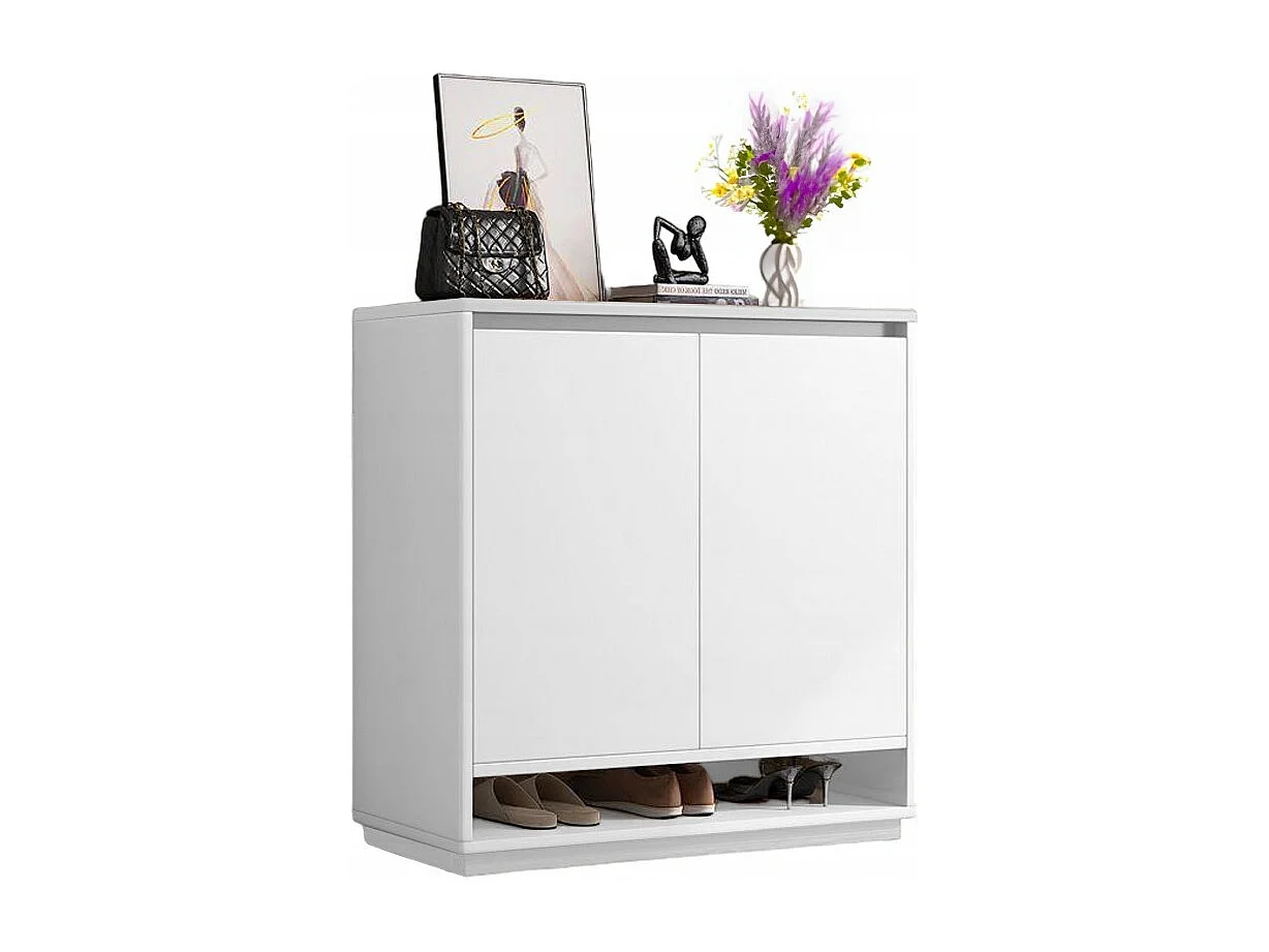 Nowoczesna komoda, biała, na obuwie, 2 drzwi