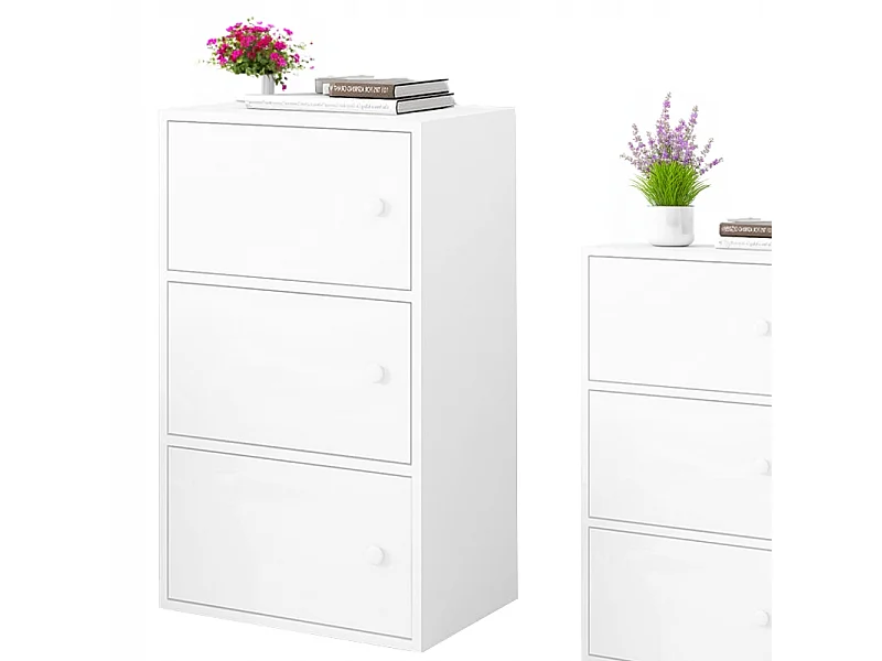 Moderne ladekast, wit, Scandinavische stijl, 3 legplanken