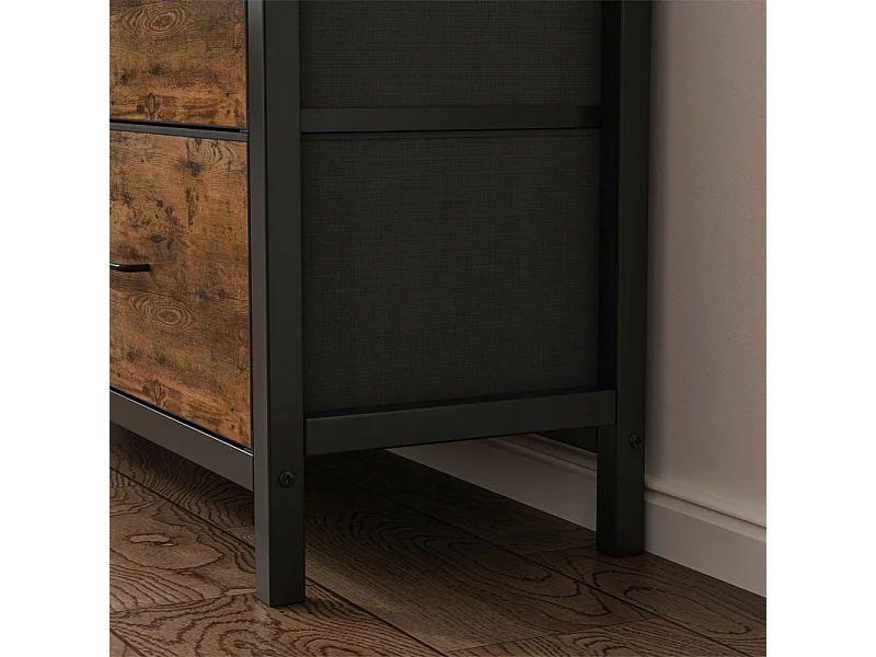 Cómoda, bronce industrial, rústica, con 7 cajones