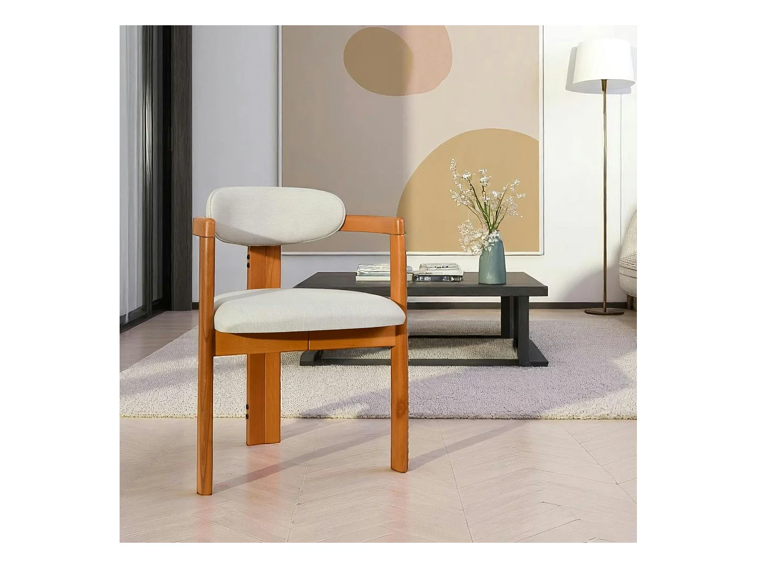Chaise design écrue - dossier minimaliste (lot de 2) BOMA