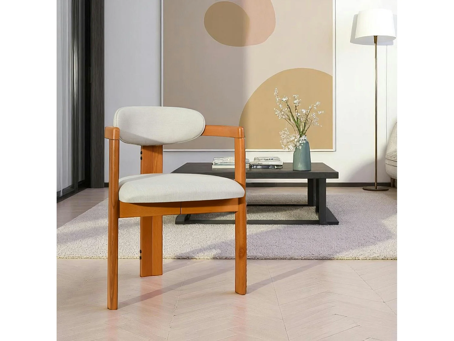 Chaise design écrue - dossier minimaliste (lot de 2) BOMA