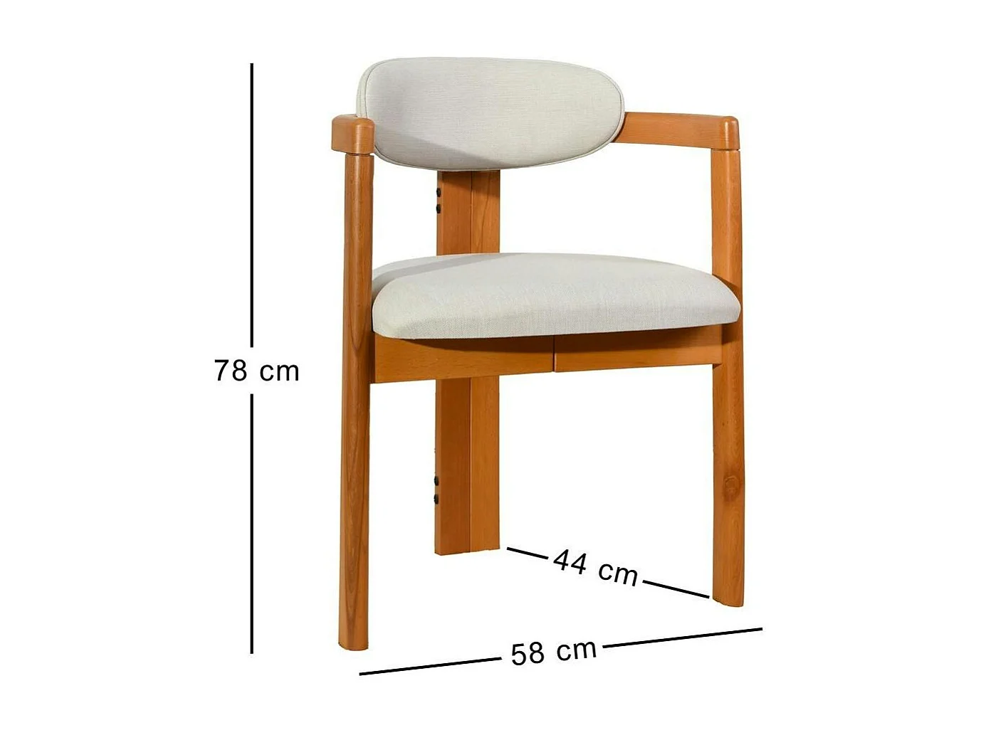 Chaise design écrue - dossier minimaliste (lot de 2) BOMA