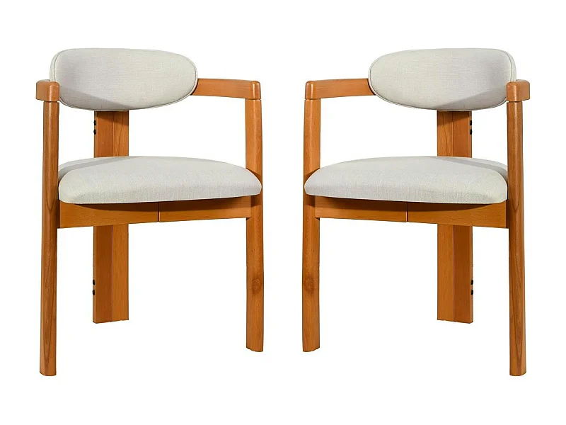 Chaise design écrue - dossier minimaliste (lot de 2) BOMA