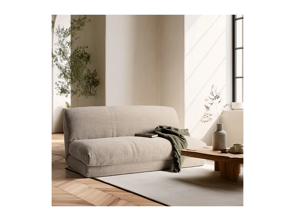 ANGELE - Chauffeuse convertible 2 places en tissu couleur beige
