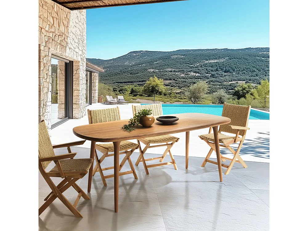 VICK - Table de jardin en bois d'Angélique huilé 200x90cm