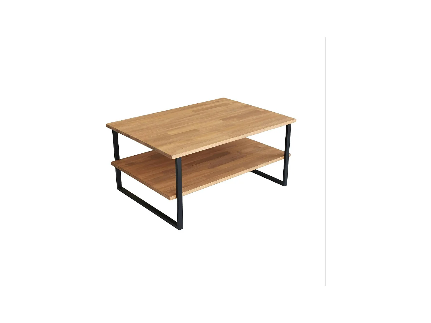 Table basse avec rangement - bois clair et métal OTRENTO