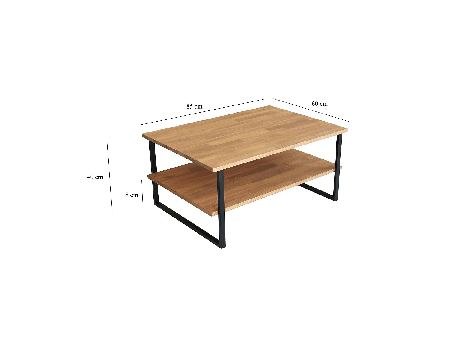 Table basse avec rangement - bois clair et métal OTRENTO